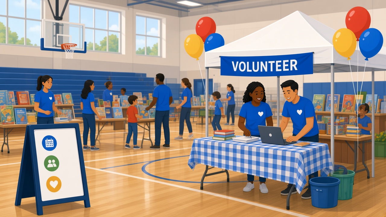 PTA volunteers signing up for school fundraiser shifts